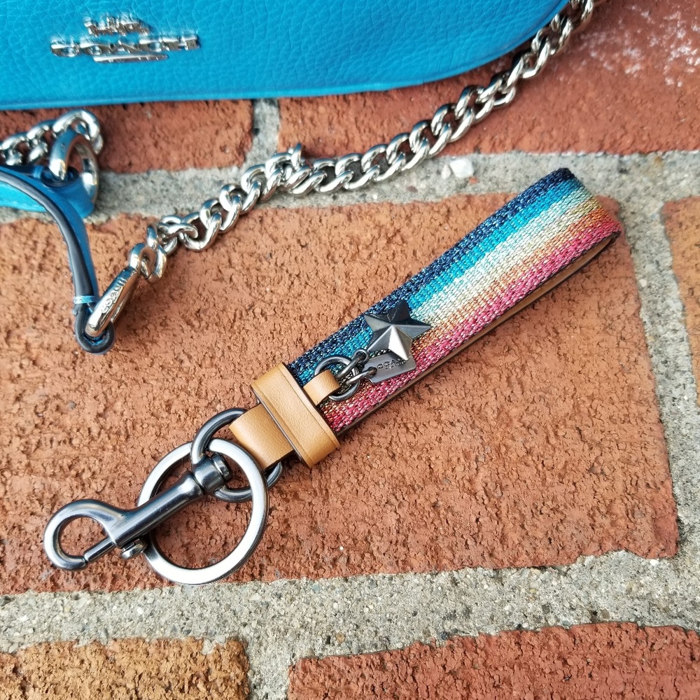 Coach Rainbow Web Bag Charm + Isla Chain Crossbody - Picture 2 of 8